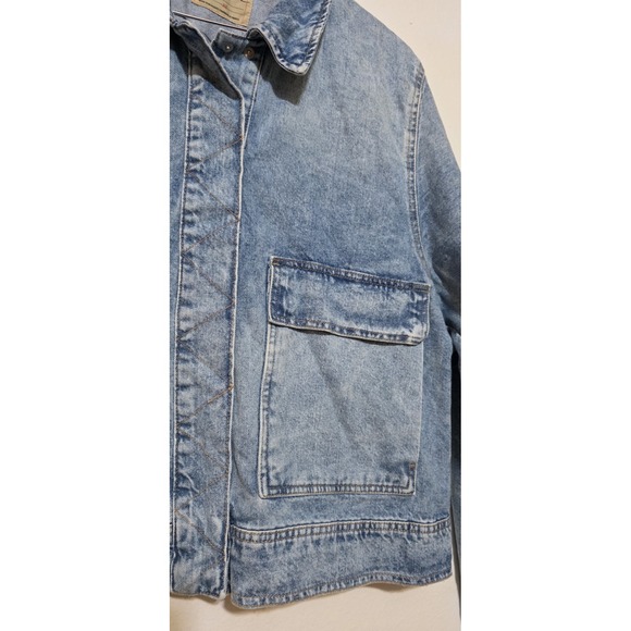 NWT Free People Suzy Denim Jacket We The Free Snap Pocket Oversize Sunny SideXL - Picture 4 of 12